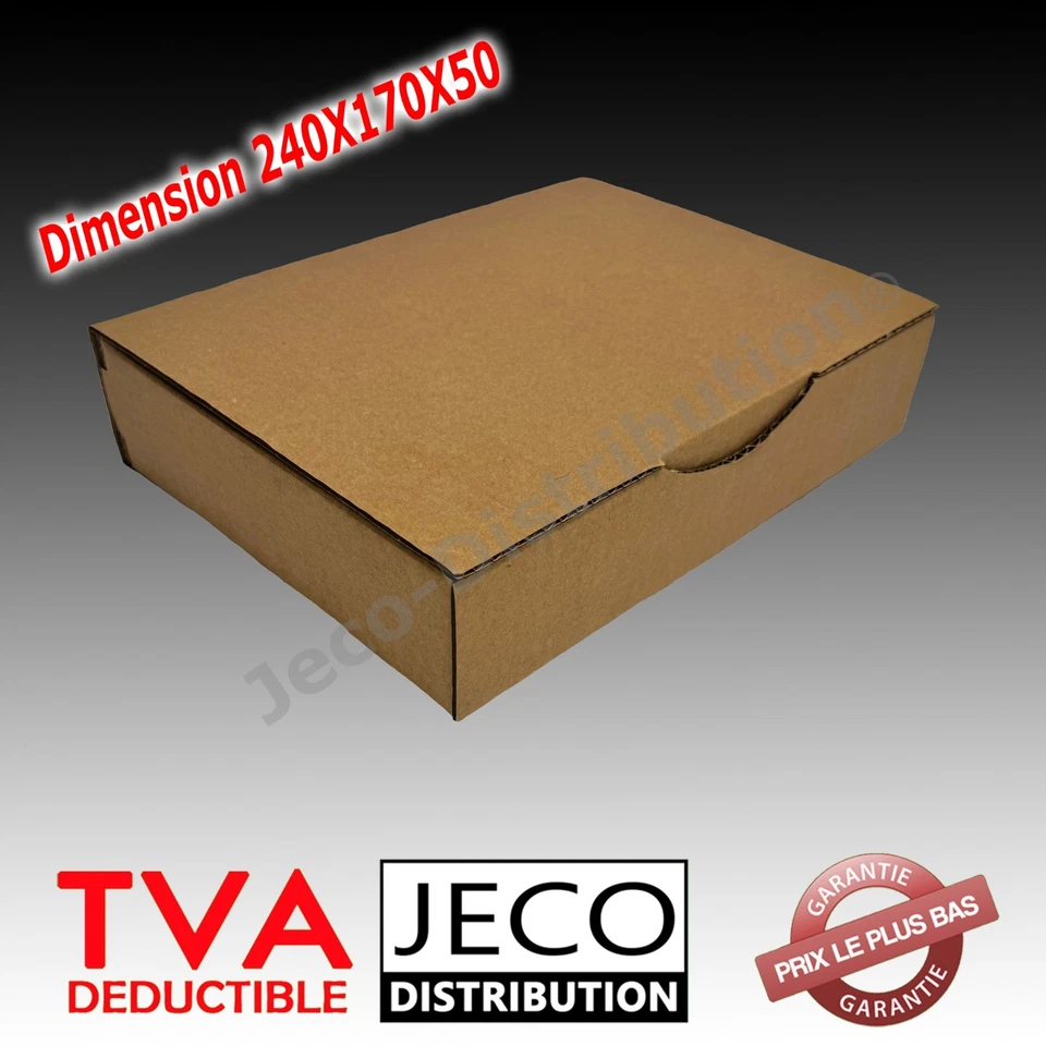 Boites postales d'expédition carton marron 240x170x50mm Lots 5 à 400 envoi colis - Photo 1/1