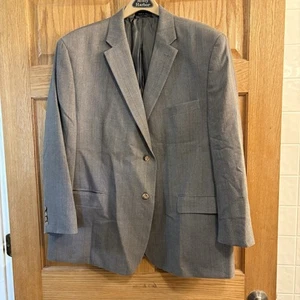 Lauren Ralph Lauren Wool Silk Blazer Sport Coat Jacket Gray Herringbone Mens 46S - Picture 1 of 8