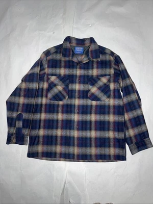 Vintage Pendleton Shirt Large Plaid Flannel 100% Pure Virgin Wool Pockets Button - Image 1 of 4