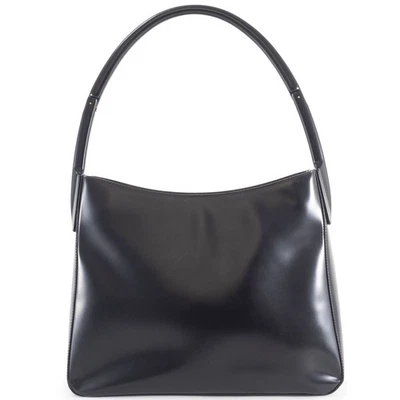 Кожаная наплечная сумка PRADA черная женская пластиковая ручка бывшая в употреблении повторное использование б/у - Изображение 1 из 4