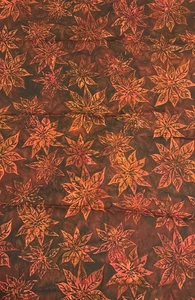 Trapuntino tessuto cotone foglia autunno 44x38” rosso vibrante e arancione motivo floreale - Foto 1 di 3