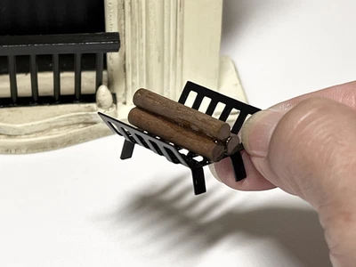 USAMINIATURE Vintage 1:12 Dollhouse Miniature Metal Firewood Rack Holder Fireplace Decor