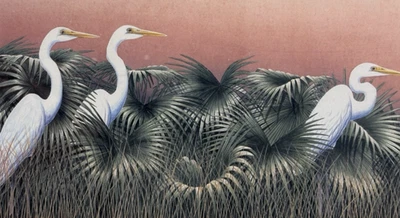 Impresión de garcetas en flora, firmada original edición limitada Robert Schott bellas artes decoración regalos Foto 1 de 4