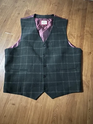 Joe Browns Plaid & Striped Waistcoat Vest Flannel-Like Wool purple Size 48 - Image 1 of 4