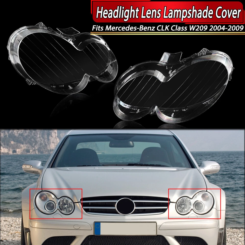 Par de carcasas de lente de faros delanteros para Mercedes-Benz W209 2004-2009 CLK280 CLK500 Foto 1 de 4