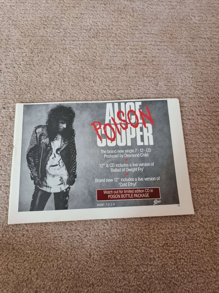 TNEWM93 ADVERT 5X8 ALICE COOPER : 'POISON' SINGLE - Image 1 of 1
