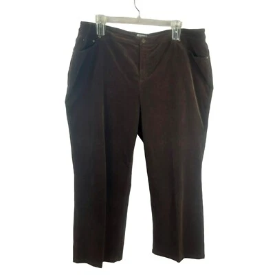 Charter Club Corduroy Pants Women Plus 24 Brown Classic Fit Straight Leg Stretch - Image 1 of 4