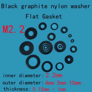 Arandelas de nailon grafito negro M2.2 50 un. Junta plana 4/5/10 mm OD 0,15 mm-1 mm de grosor - Imagen 1 de 2