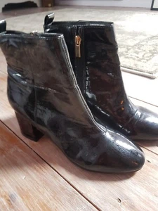 womens black leather ankle boots size 7 - Picture 1 of 7