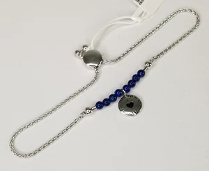 Sterling Silver Lapis Lazuli Love You To The Moon Charm Bracelet Adjustable 22cm - Picture 1 of 12