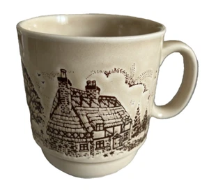 Kilncraft Mug Cup English Country House Embossed Vintage Biege Brown Ironstone - Foto 1 di 7