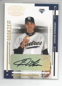 Justin Germano 2004 Donruss Throwback Threads Rookie Autograph #42/100 Padres
