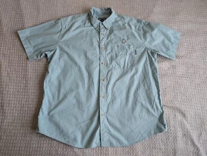Woolrich Shirt Men Extra Large Blue Grass Short Sleeve Cotton Marlin Fishing - Picture 1 of 11