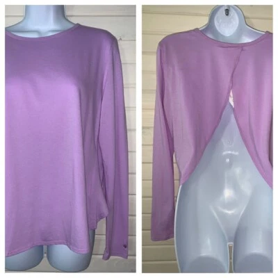 NUEVO CON ETIQUETAS FABLETICS Talla PEQUEÑA Millie Espalda Abierta L/S Camiseta Lavanda Púrpura Elástica Foto 1 de 4