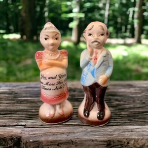 Coctelera de sal y pimienta vintage Enesco abuelo abuela, una vez más para viejos tiempos - Imagen 1 de 4