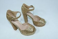 Gold Glitter Showgirl High Heel Shoes New Look UK 6 EU 39 Pre-Owned