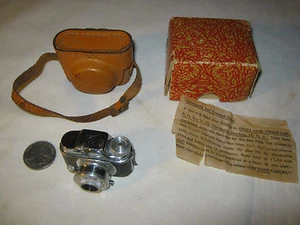VINTAGE RETRO JAPAN MINIATURE HIT SPY PHOTO CAMERA FILM BOX LEATHER CASE MOVIE - Picture 1 of 8