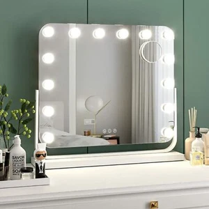 Schminkspiegel Hollywood Beleuchtet Kosmetikspiegel 14 LED Touch 3-Licht mit USB - Picture 1 of 10