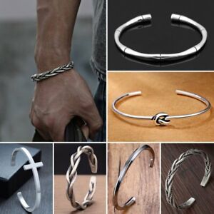 Silver Cross Cuff Bracelet Men Adjustable Stainless Steel Bangle Jewelry Hot