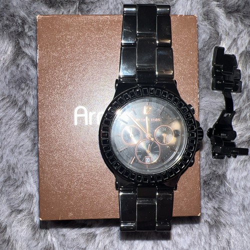 Michael Kors nero ceramica con lunetta cristalli neri MK 5565 maglie rotte