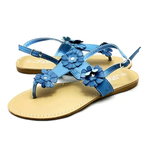 MUJERES SEÑORA SANDALIAS PLANAS ZAPATOS DE VERANO PUNTERA POSTE ZAPATOS DE SALÓN - Imagen 1 de 5