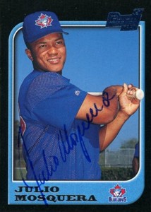 1997 Bowman JULIO MOSQUERA Signed Card autograph BLUE JAYS BREWERS panama