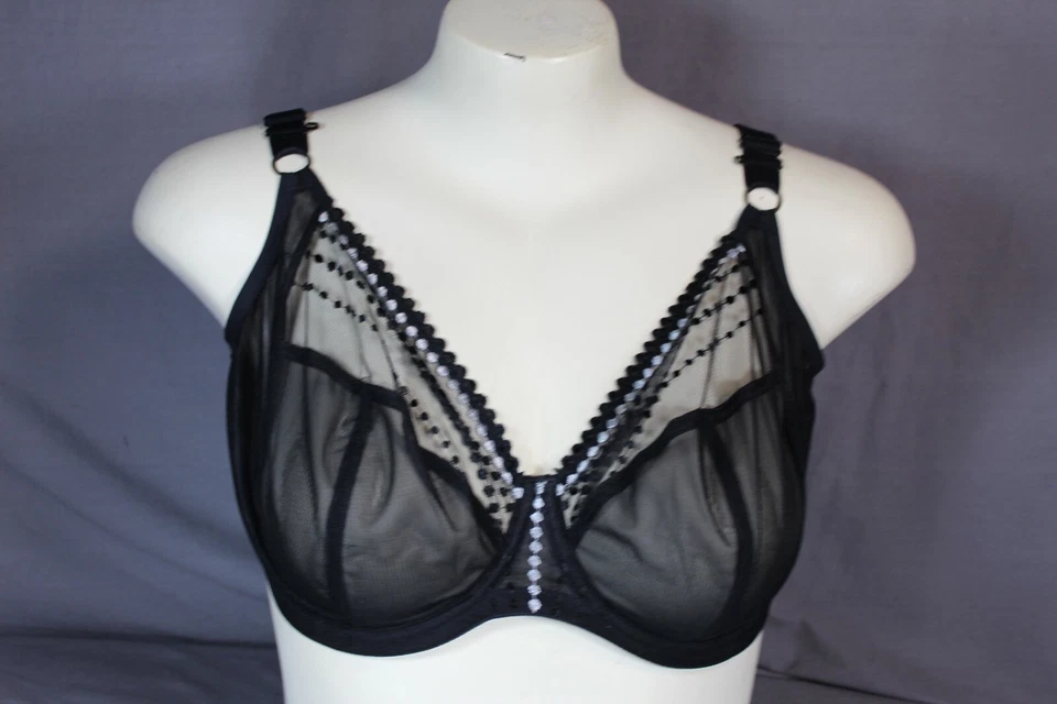 Sujetador Elomi 8900 con aros sin forro negro gancho en J en la parte posterior EE. UU. 42i Foto 1 de 4