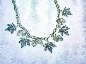 CYNTHIA LYNN "AUTUMN SILVER" RHODIUM SILVER FALL LEAF LEAVES NECKLACE - Imagen 1 de 1