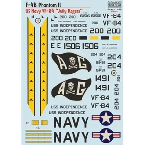 Calcomanías F-4B Phantom II EE. UU. NAVY VF-84 "Jolly Rogers" parte 1 1:48 PS 48-300 - Imagen 1 de 3