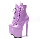Womens 20cm New High Platform Stiletto Lace Up Side Zip Sexy Dancing Ankle Boots