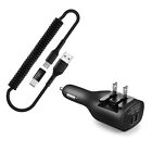 For Galaxy S21/S22/Plus/Ultra Coiled Usb Cable 2-In-1 Car Home Charger Micro-Usb