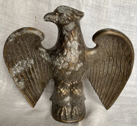 Vtg BRASS? Heavy Cast Metal American Eagle Flagpole Flag Pole Topper Finial Cover