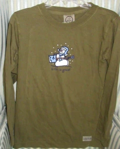 LIFE IS GOOD BOYS L/S 100% COTTON TEE "JAMMIN' SNOWMAN. ( M--SZ10) - Picture 1 of 3