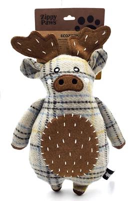 Zippy Paws EcoZippy Cotton Cuddler Moose Plush Squeaky Dog Toy 12" - Image 1 of 4