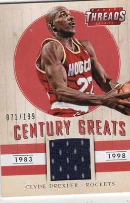 Clyde Drexler Rockets 2014-15 Panini Century Greats Jersey Card /199 Bx1b - Image 1 of 2