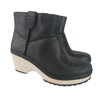 Botín para mujer Merrell talla 7 Halendi Bluff zueco en plataforma de cuña negra Foto 1 de 4