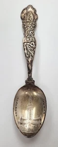 Sterling Silver Indian Chief Buffalo Waterfall NY Electric Co Souvenir Spoon - Picture 1 of 5