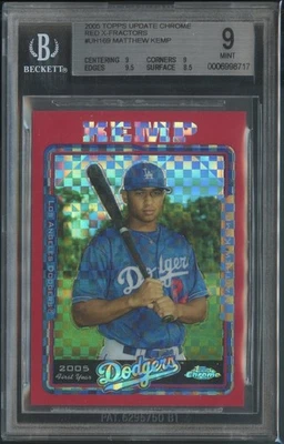 2005 Topps Chrome Update & Highlights Matt Kemp Red X-fractor RC ROOKIE #/65 - Image 1 of 2