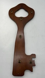 Vintage wooden key shaped key holder with 6 hooks. 13” High - Picture 1 of 6