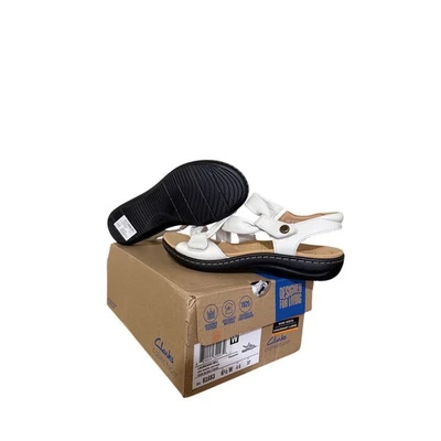 Женские сандалии-шлепанцы Clarks модель Laurieann Bell ширина 6,5 цвет белый | новые - Изображение 1 из 4