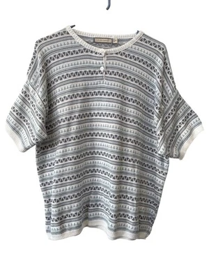 Vintage 90s Chelsea Gardens Henley Sweater Size XL White Fair Isle Deadstock NEW - Image 1 of 4