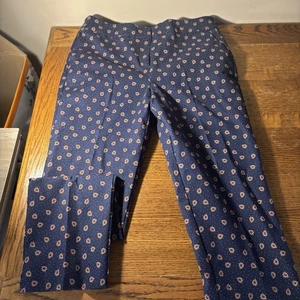 Boden navy paisley print dress pant, stretch, cotton/elastane, 8L - Picture 1 of 14