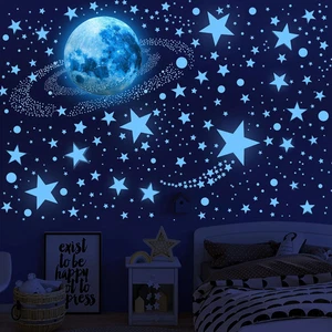 Glow in The Dark Sterne Deckensterne leuchten im Dunkeln Mond und Stern Weltraum Galaxie - Bild 1 von 12
