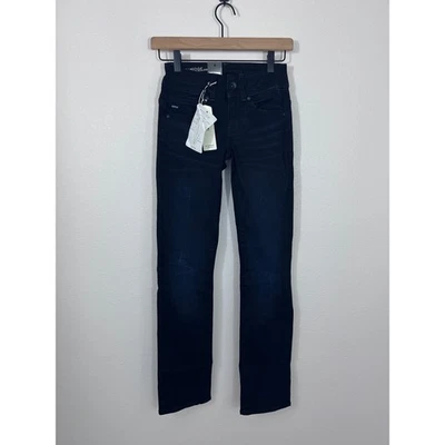 Pantalones de mezclilla G-Star RAW Midge Saddle Mid Straight W24 L30 lavado oscuro súper elásticos nuevos con etiquetas Foto 1 de 4