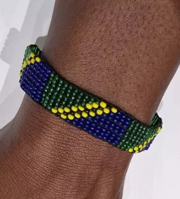 Tanzania African Country Flag Beaded Bracelet Unisex Hand Made Bands - Image 1 of 4