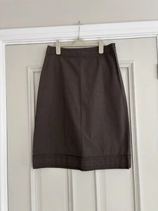 Jigsaw Brown 100%Cotton A-line Knee Length Skirt,Size 12 - Picture 1 of 7