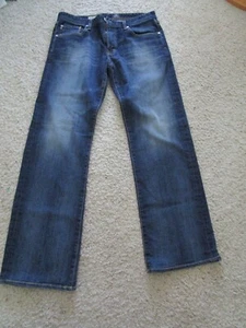 Men's AG ADRIANO GOLDSCHMIED Jeans The Hero Dark Blue Wash Relaxed Fit  34 x 33 - Picture 1 of 7