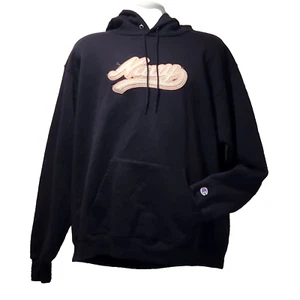 Champion Hoodie Sweatshirt XL rosa marine bestickte Applikation dunkelblau - Bild 1 von 15