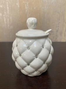 Debora Carlucci Keramik Zuckerdose mit Deckel und Löffel Strass Italien - Bild 1 von 4