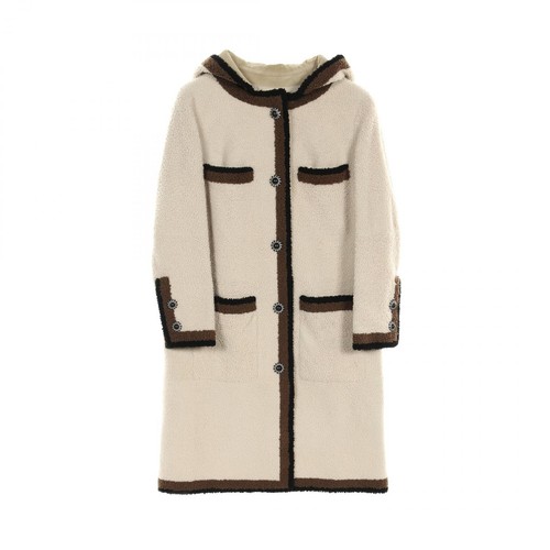 CHANEL Cappotto Giacca P54568 Mouton Beige Marrone Nero Usato Do Tg